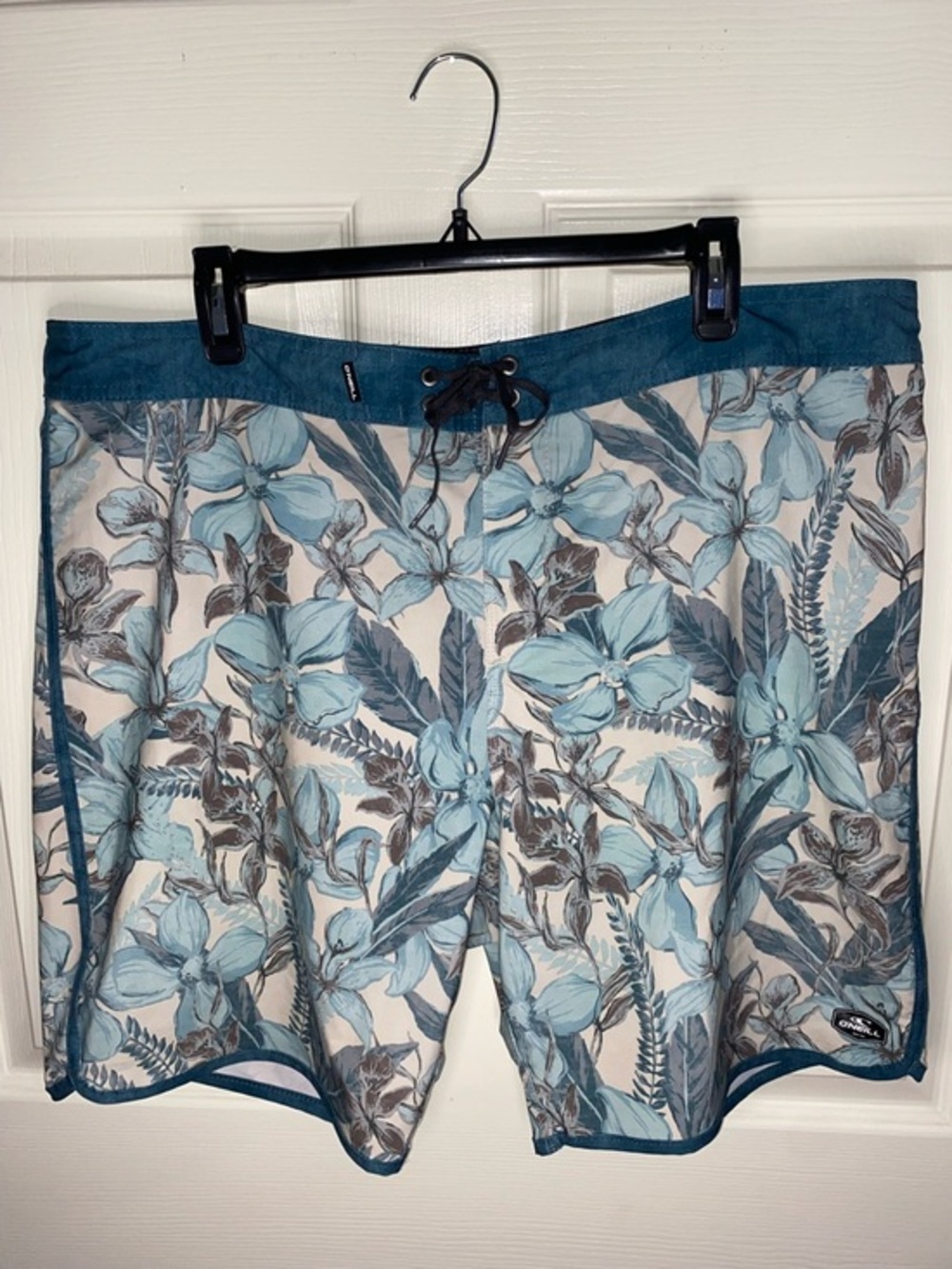 O'Neill Light Teal Floral Swim Board Shorts